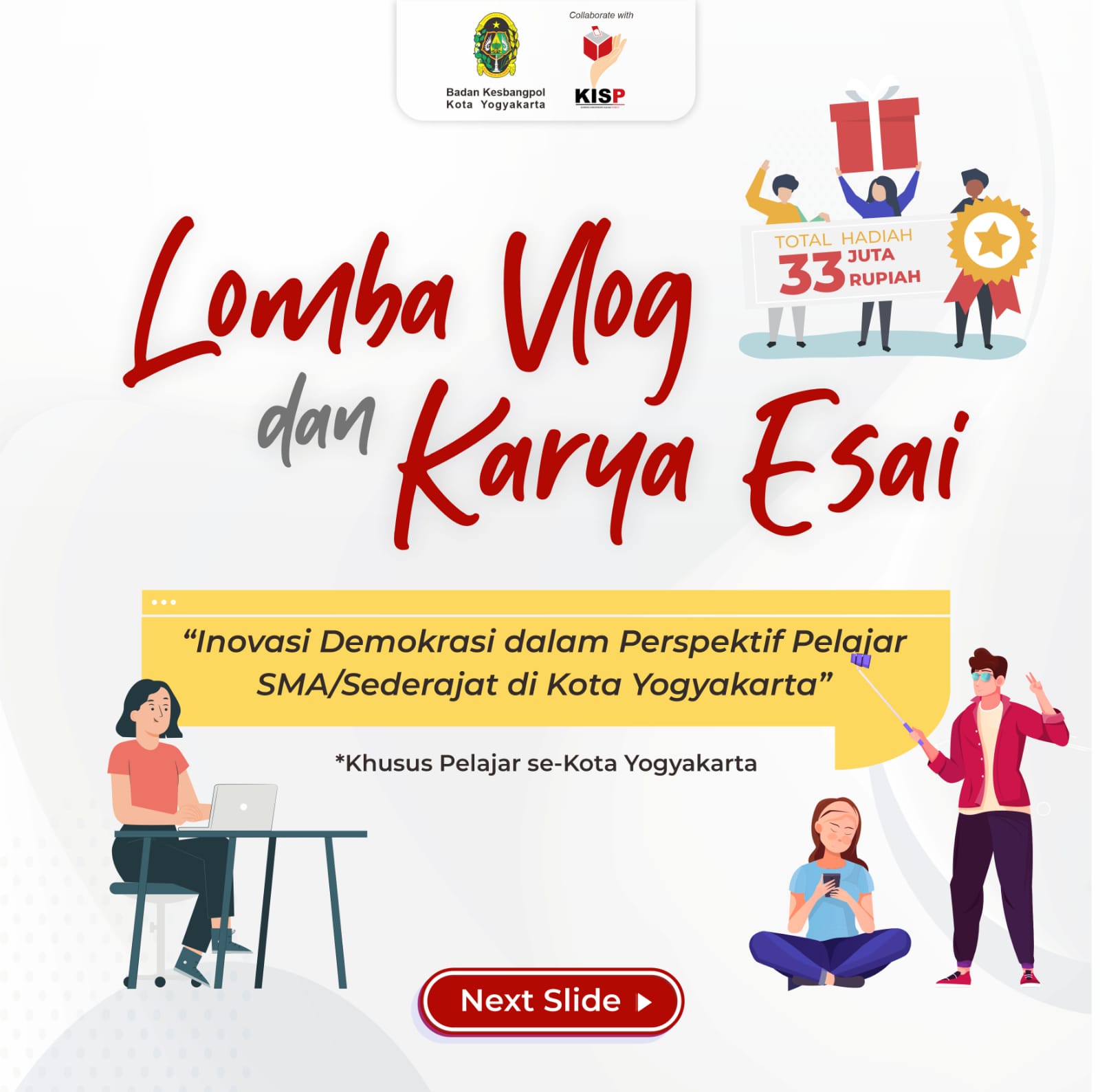 Lomba Vlog Demokrasi untuk Pelajar Kota Yogya